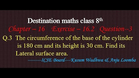 Class-8th | Chapter-16-- Surface area and volume | Exercise-16.2 | Question-3 | Destination Maths