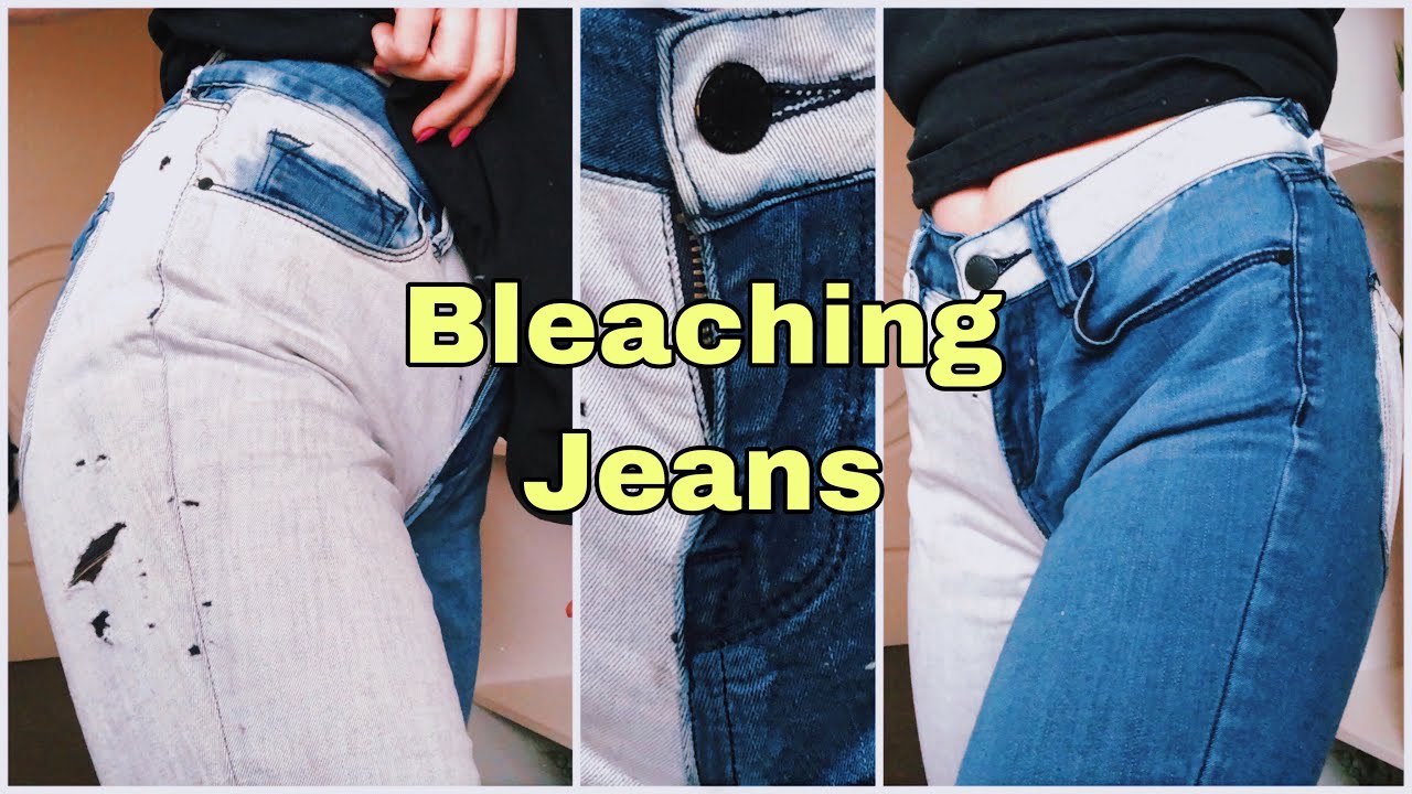 DIY HALF BLEACHED JEANS - YouTube