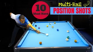 TEN POWERFUL Multi Rail Position Shots - (Pool Lessons) #8ballpool #9ballpool