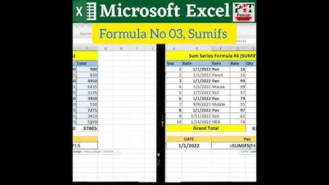 Sum Series Formulas No #03, Sumifs Formula | How To Use SumIfs Formula in Excel | #short #shorts