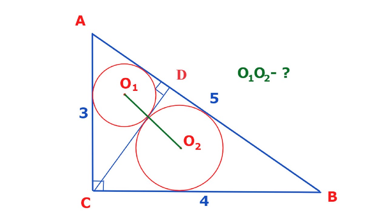 Найти расстояние между центрами вписанных окружностей - YouTube