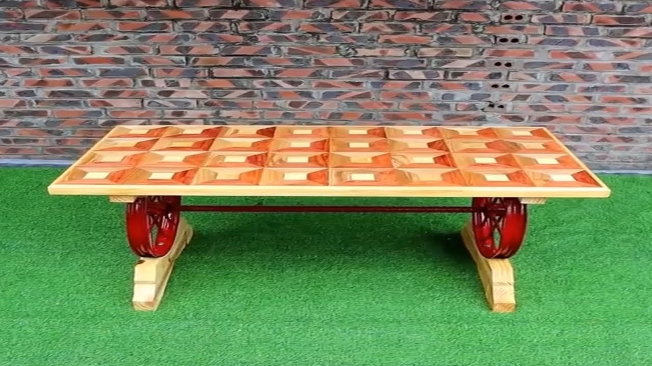 How To Build A 3D Art Table How To Recycle Old Wheel WoodArt Panda