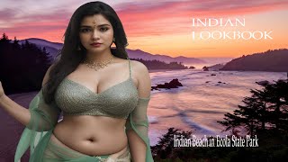 4K AI ART Indian Lookbook Plus Size Goddess Model Video - Oregon's Ecola State Park