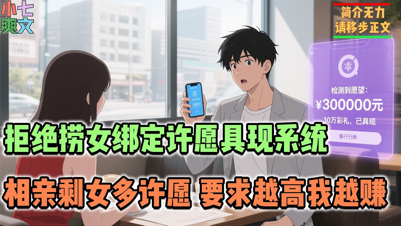 【已完结🔥】相亲对象提出要求30万彩礼，下一秒你的卡中到账30万现金，只因你绑定了许愿具现系统，只要相亲对象提出各种要求，系统都会帮你实现！#都市 #小说 #热血 #逆袭 #搞笑 #神豪 #系统