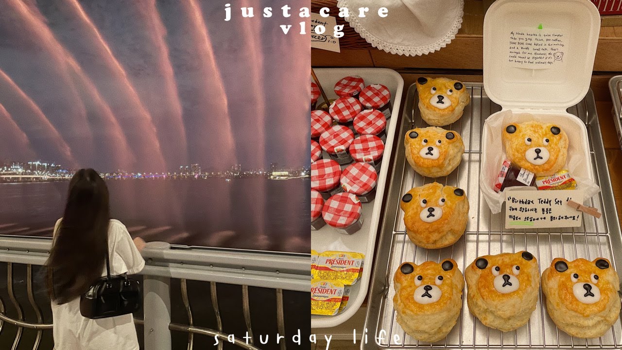 saturday vlog in Korea ⊹🎧 ꒱ 🍟 🧸 𖧷⌇(ENG) living alone, เดินเล่นย่าน Mangwon, ดูน้ำพุริมแม่น้ำฮัน