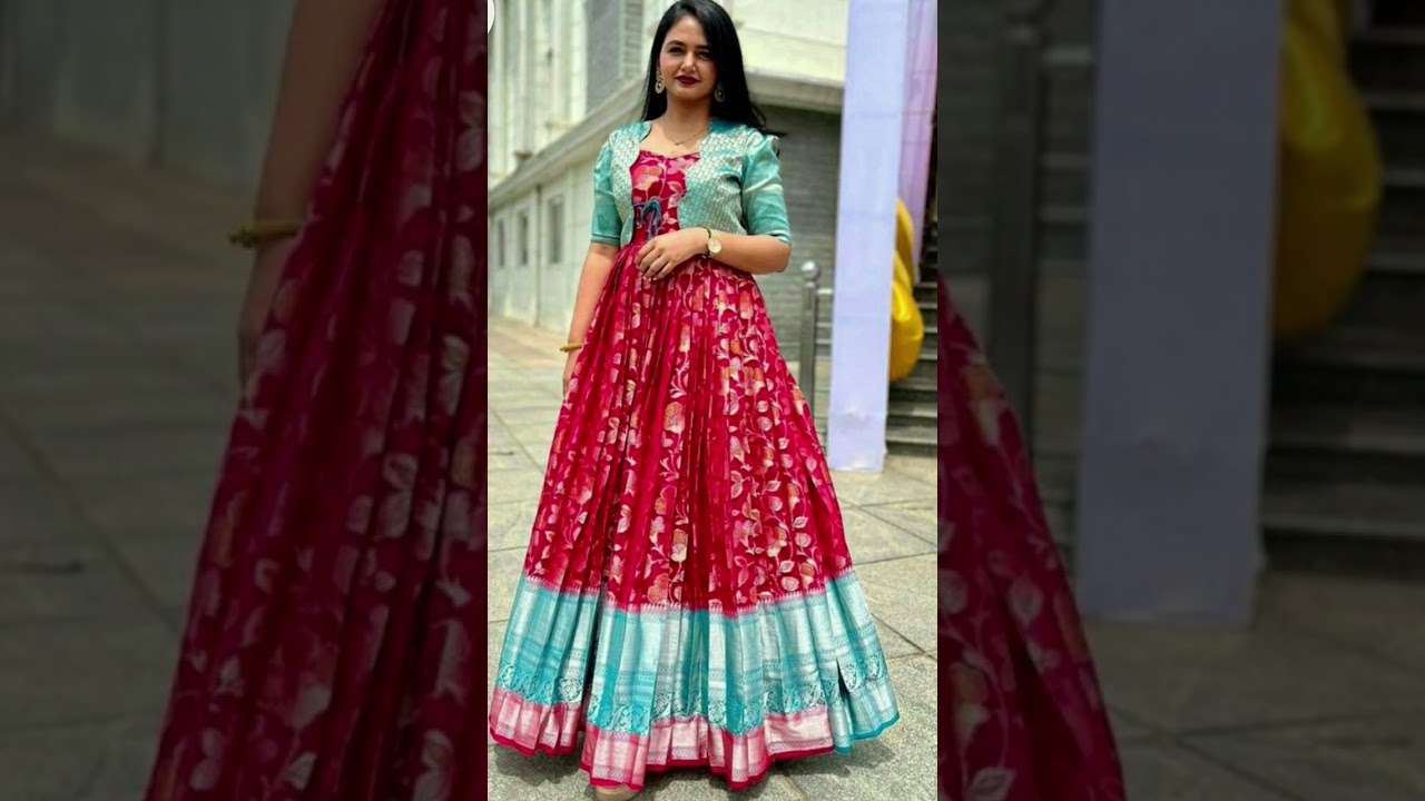 Old silk saree use new amazing 😍beautiful long gowns# trend 