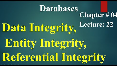 Computer 2nd year Chapter no 04 Lecture no 22 Data Integrity Entity Integrity,Referential Integrity