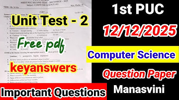 1st puc computer science unit test 2  question paper 2025 with answers
