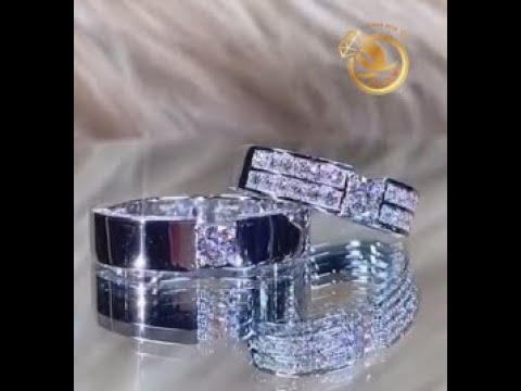 Nhẫn VÀNG TRẮNG đính Kim Cương MOISSANITE cho cặp đôi 6-8 phân