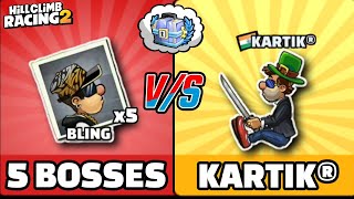 😏5 BOSSES VS KARTIK®😎 WHO WILL WIN?? & SEASON FINISHED REWARDS - HILL CLIMB RACING 2