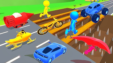 Shape shifting 🏃🚘🚲🚁 Gameplay All Levels iOS,Android Walkthrough Mobile Stick Game 76 - 77