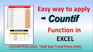 How to use Countif Function in Excel | Countif formula Applying in excel