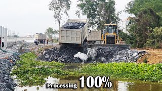 EP34.Successful Complete 100% Processing 60m Road Widening By Dozer​ And Dump Trucks Unloading Stone