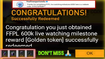 FREE FIRE REDEEM CODE TODAY | FFPL 500K LIVE WATCHING REDEEM CODE TODAY |  FF REDEEM CODE TODAY