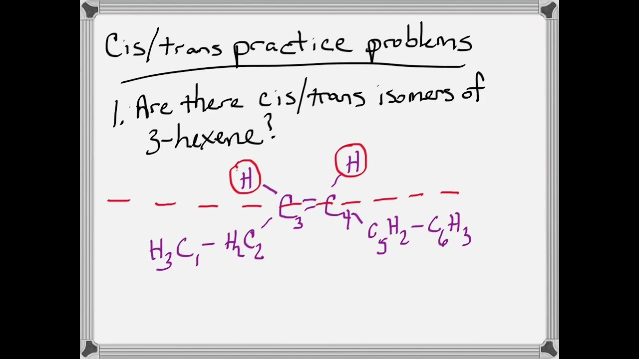 Practice Problems:  Cis/Trans Isomers of Alkenes with Explanations