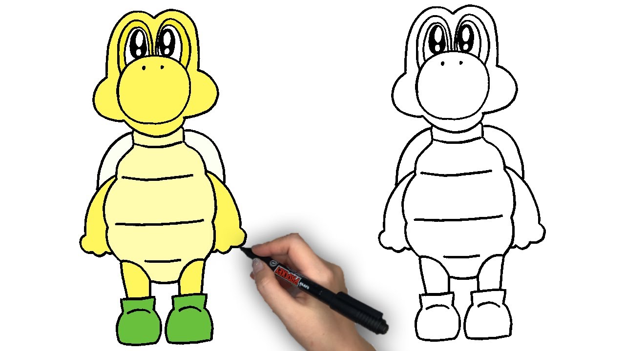スーパーマリオのノコノコの描き方 How To Draw Koopa Troopa 125 Youtube