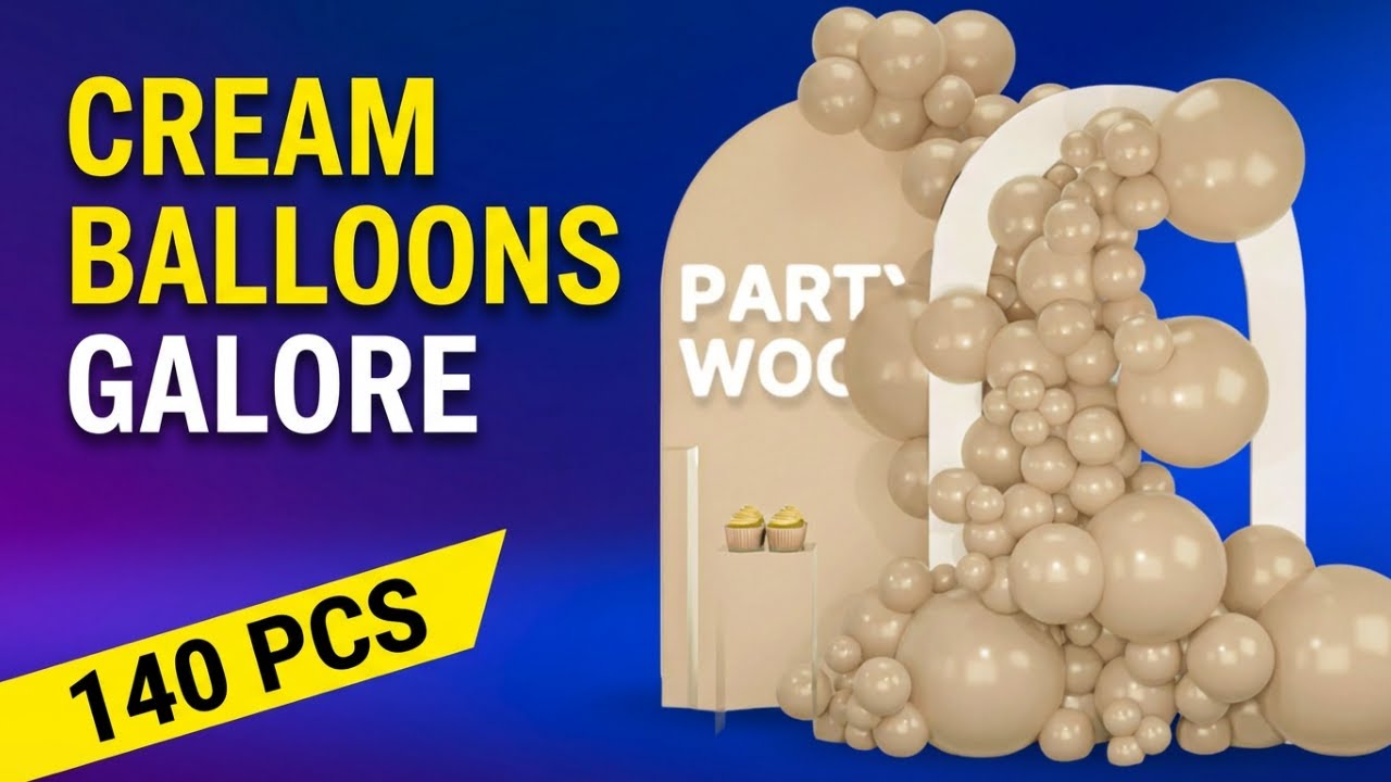 PartyWoo 140 Assorted Sizes Creme Balloons For New Years!