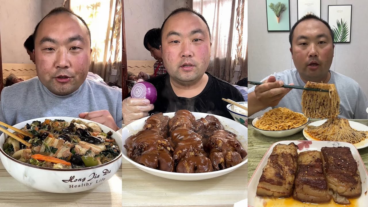 Yummy #85 :Eat pig brain belly pork,😋😋 bone head pig 🐷,Noodles🍜🍜..#belly #delicious #mukbang #food 
