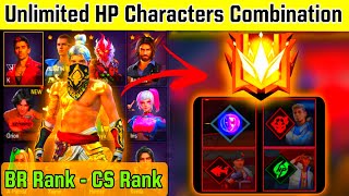 Unlimited HP Character Combination In Free Fire | Free Fire Best Characters Combination CS BR Rank |