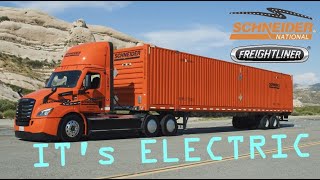 Schneider's fleet of Freightliner eCascadia electric trucks (orange you glad you found this video?)