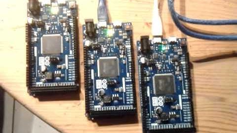 Blink sample on Arduino Due (84MHz), and overclocked (96MHz / 114MHz)