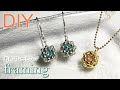 【ビーズアクセサリー】丸小ビーズだけで編むラインストーンのフレーミングとアクセサリーの組み立て Tutorial for framing rhinestone with seed beads 11/0