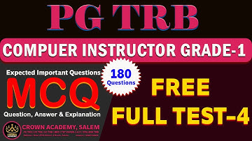 PG TRB (2025-2026) Computer Instructor Grade -1 (Full Test-4) Important MCQ questions(180 QUestions)