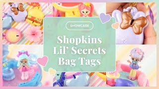 Shopkins Lil' Secrets Bag Tags: Bunny, Macaron, Cherry Blossom, Perfume, Donut, Burger