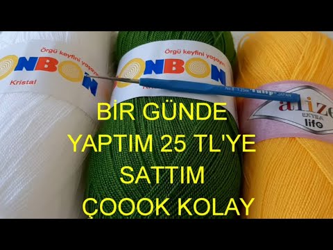 Model - Sarı -  Beyaz  - Yeni Lif Modeli #serpilinelişidünyası -  malha quadrada de croche - knit