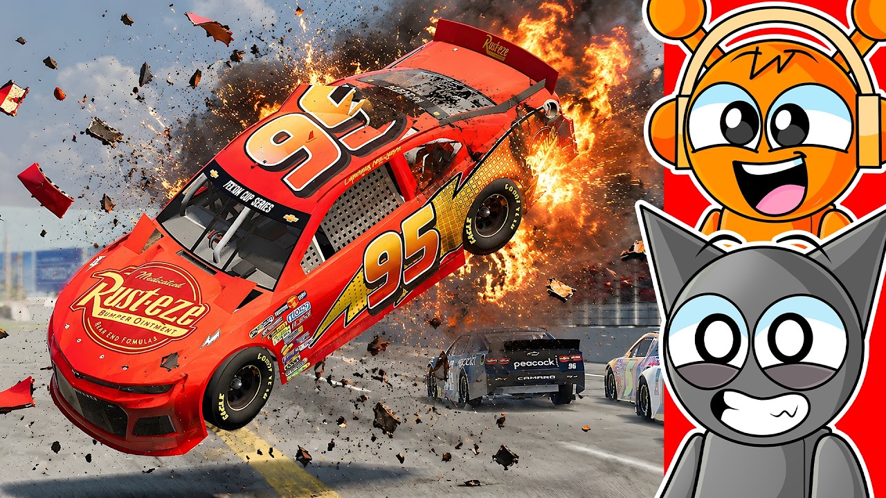 Reacting to CRAZY RACING CRASHES in BeamNG Drive!