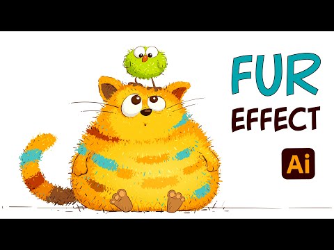 How to Create FUR EFFECT- Adobe Illustrator Tutorial- Hairy Furry Cat & Funny Fluffy Bird :)