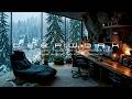 Deep work music ~ Focus flow in a cozy winter cabin - Calm work background for productivity