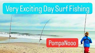 Very Exciting Day Surf Fishing! 🎣💪 #4k #Pompano #Fishing #GoodTimes #SurfFishing #Subscribe #Fishing