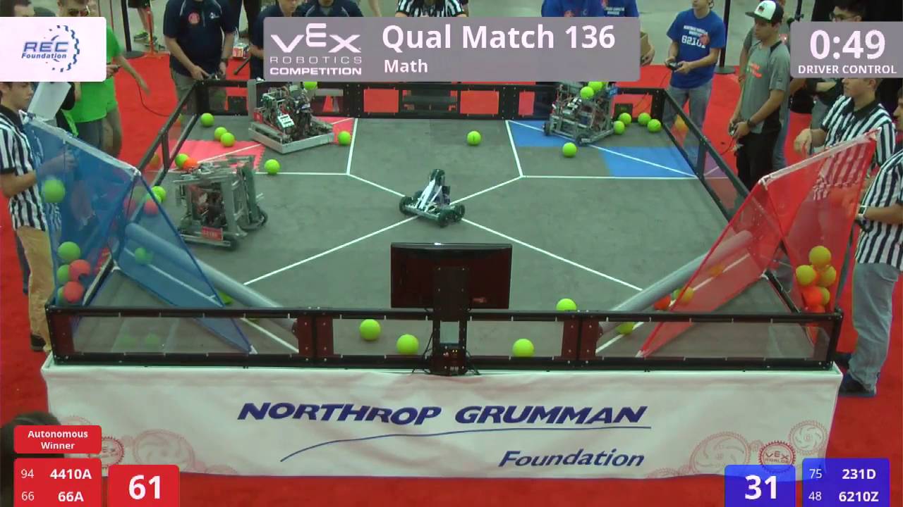 VEX Worlds 2016 - VRC High School - Math - Qual 136 (4410A 66A) 154 vs 239 (231D 6210Z)