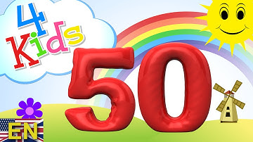 Numbers counting from 41 to 50 for children. Counting fortyone to fifty (english)