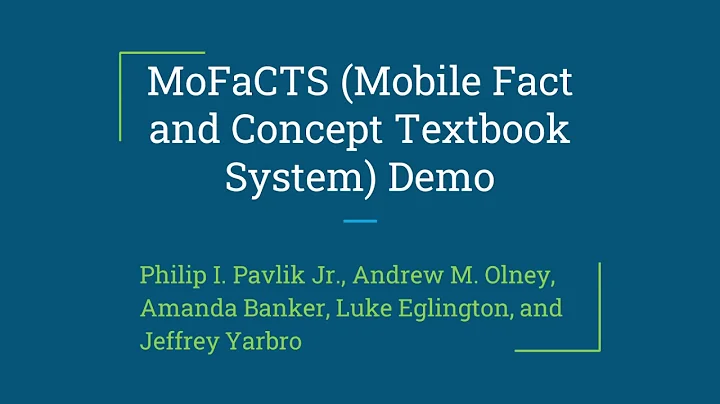 MoFaCTS Intelligent Textbook Workshop Demo 2020