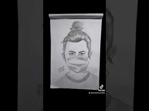 بنت ترتدي كمامه