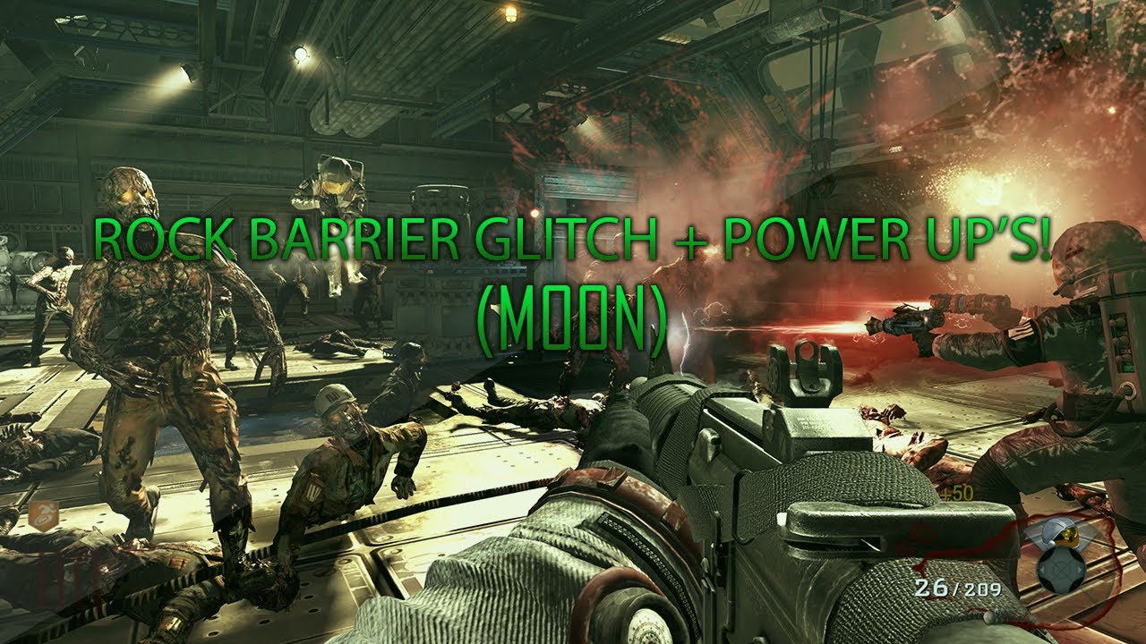 Black Ops Zombie Glitches: 'Moon' - Rock Barrier Glitch + Power Ups (Space Man Grab)