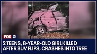 2 teens, 8-year-old girl killed after SUV flips, crashes into tree