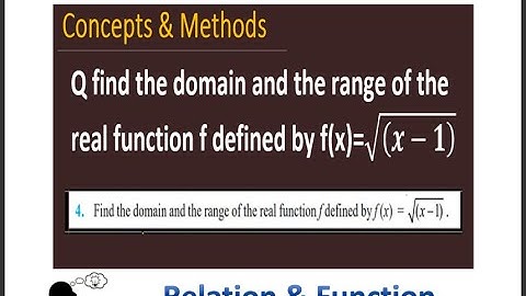 Find the domain and the range of the real function f defined by `f(x)=sqrt(x- 1)` |`f(x)=sqrt(x- 1)`