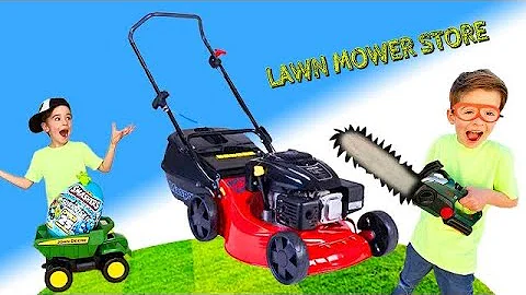 Lawn mowers for Kids Video | min min playtime | garbage trucks, cars, diggers, dinosaurs blippi toys