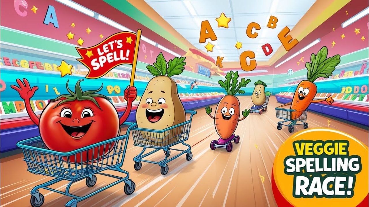 Vegetable Spelling Song for Kids | Learn Vegetable Names with Fun Animated Veggies!