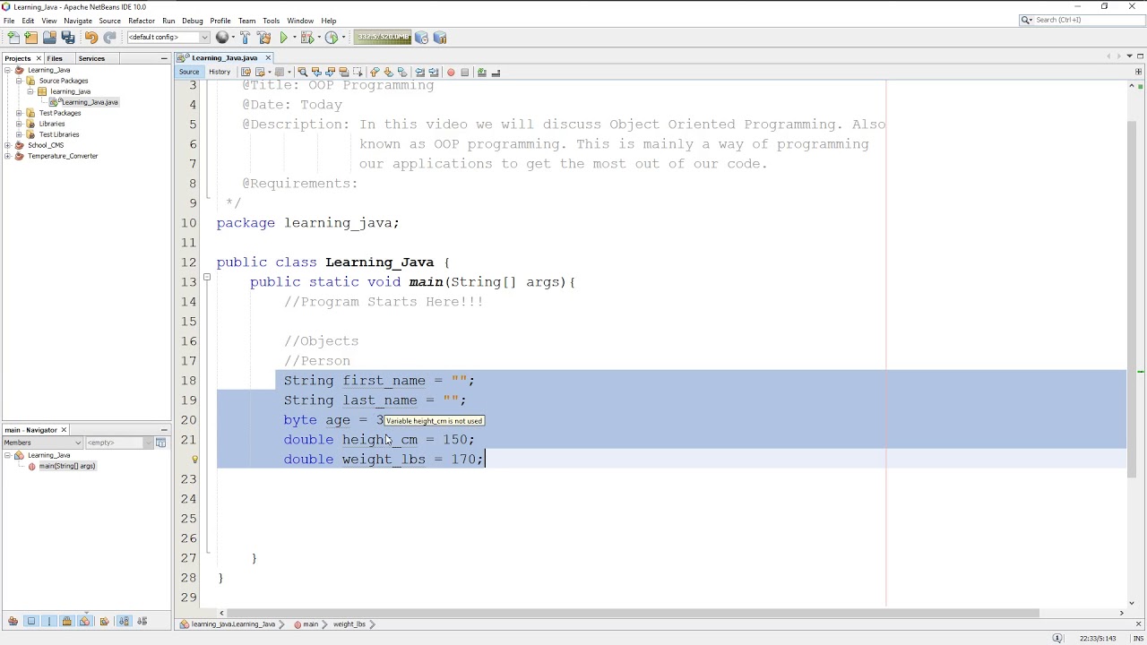 LEARN JAVA: Intro to Object Oriented Programming (OOP) - YouTube