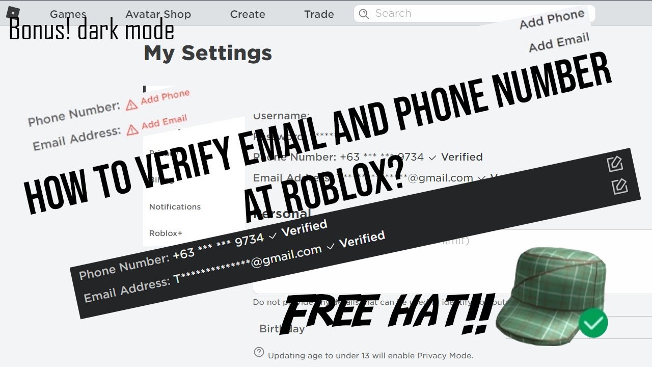 How To Verify Email Address And Phone Number At Roblox Youtube