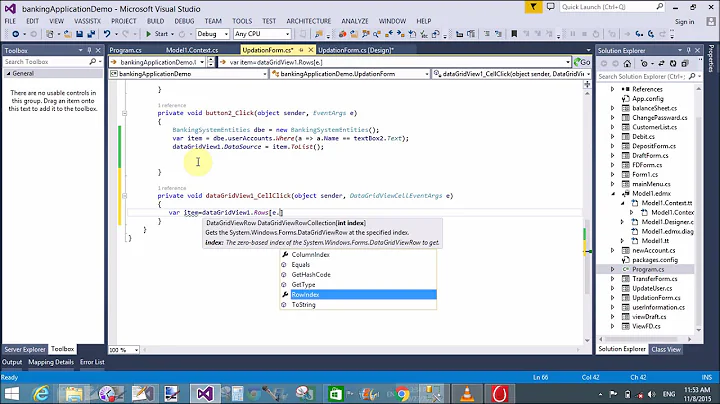 Getting Cell value from dataGridView using CellClick Event