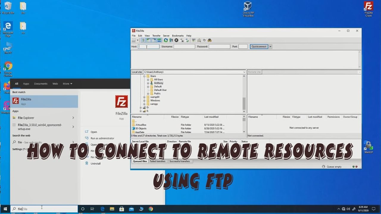 How to Connect to remote resources using ftp - YouTube