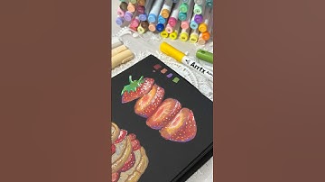 🍓 ARRTX acrylic marker | black sketchbook | food illustration #art #artjournal #acrylicmarker