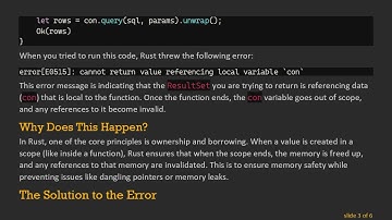 Solving the returns a value referencing data owned by the current function Error in Rust