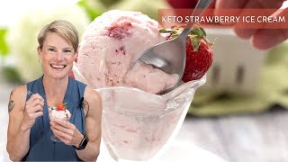 Easy KETO Strawberry Ice Cream - no ice cream maker required!
