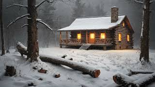 Fall asleep listening to the sound of snow storm on a log cabin. (HQ Audio)